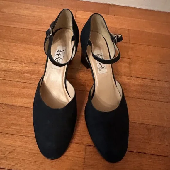 Nine West Black Strapped Heels size 10M - Picture 10 of 11